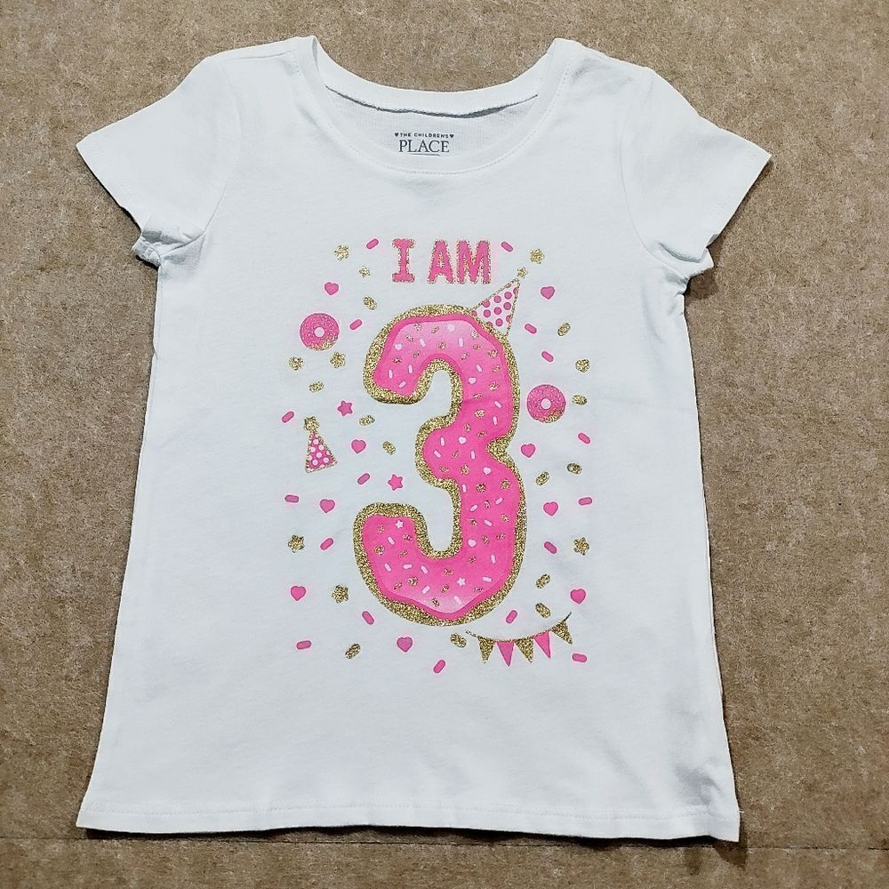 The Children's Place Pink and White Birthday Tee -Q